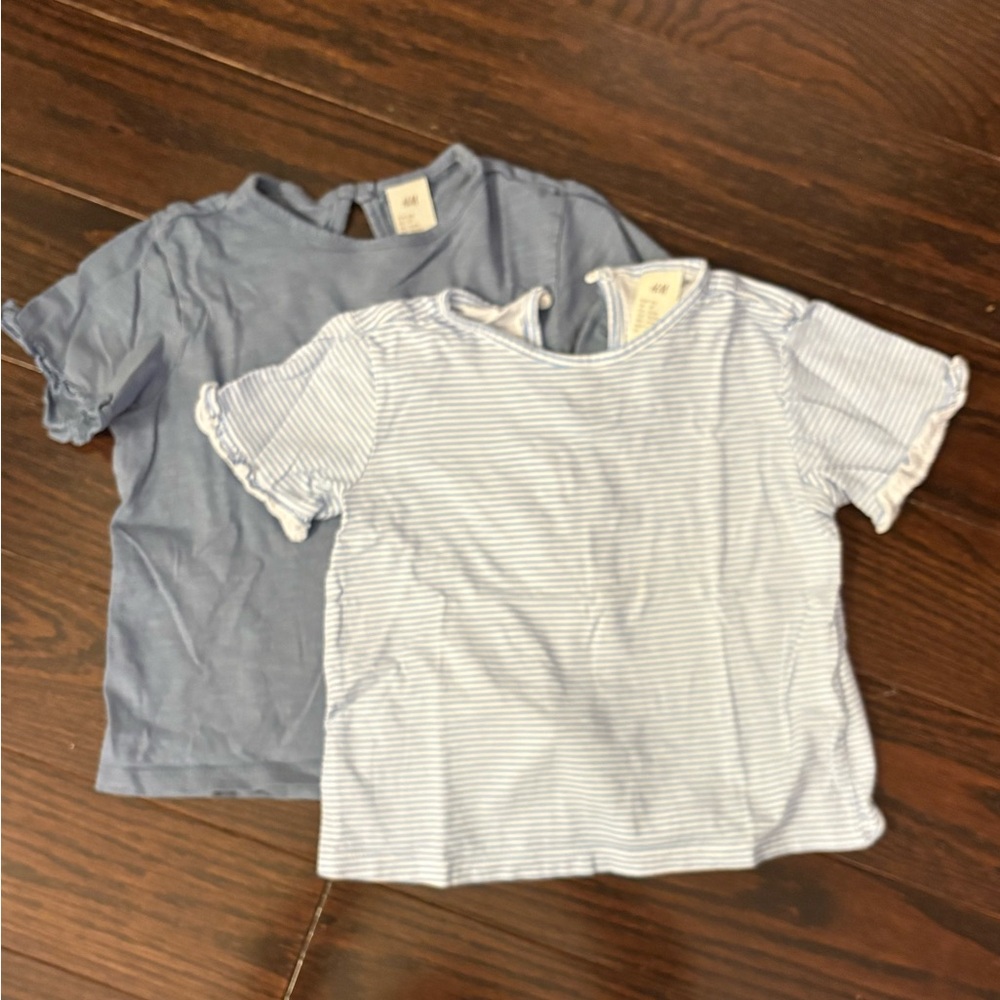 H&M Kids Blue and Striped Short Sleeve Tees - Size 4T